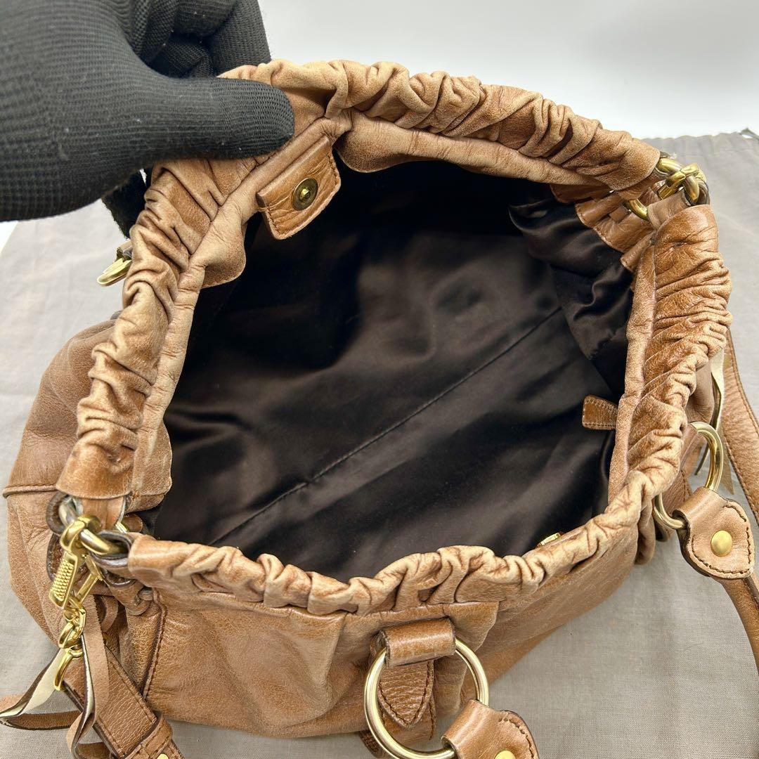 MIU MIU VITELLO LUX SHINE BAG BROWN LEATHER