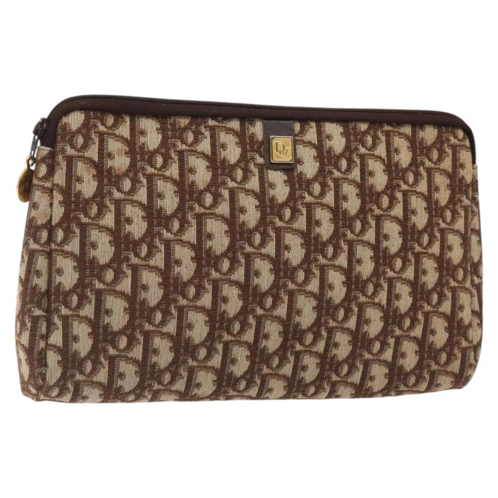 CHRISTIAN DIOR CLUTCH BROWN TROTTER CANVAS