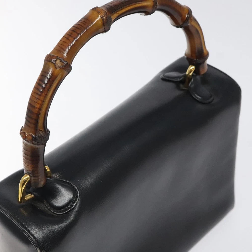 GUCCI BAMBOO BAG BLACK LEATHER