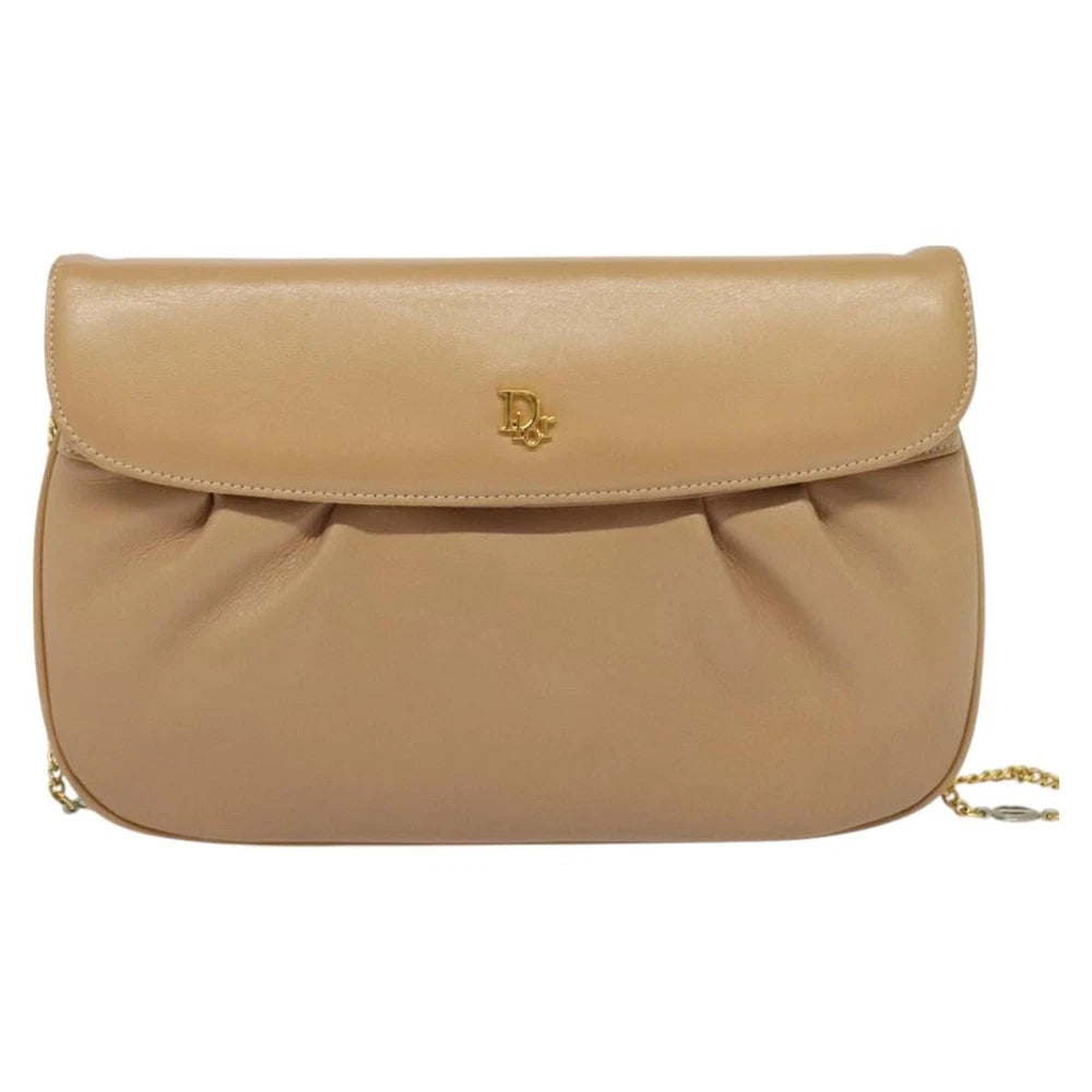 Christian Dior Chain Shoulder Bag - Beige Leather