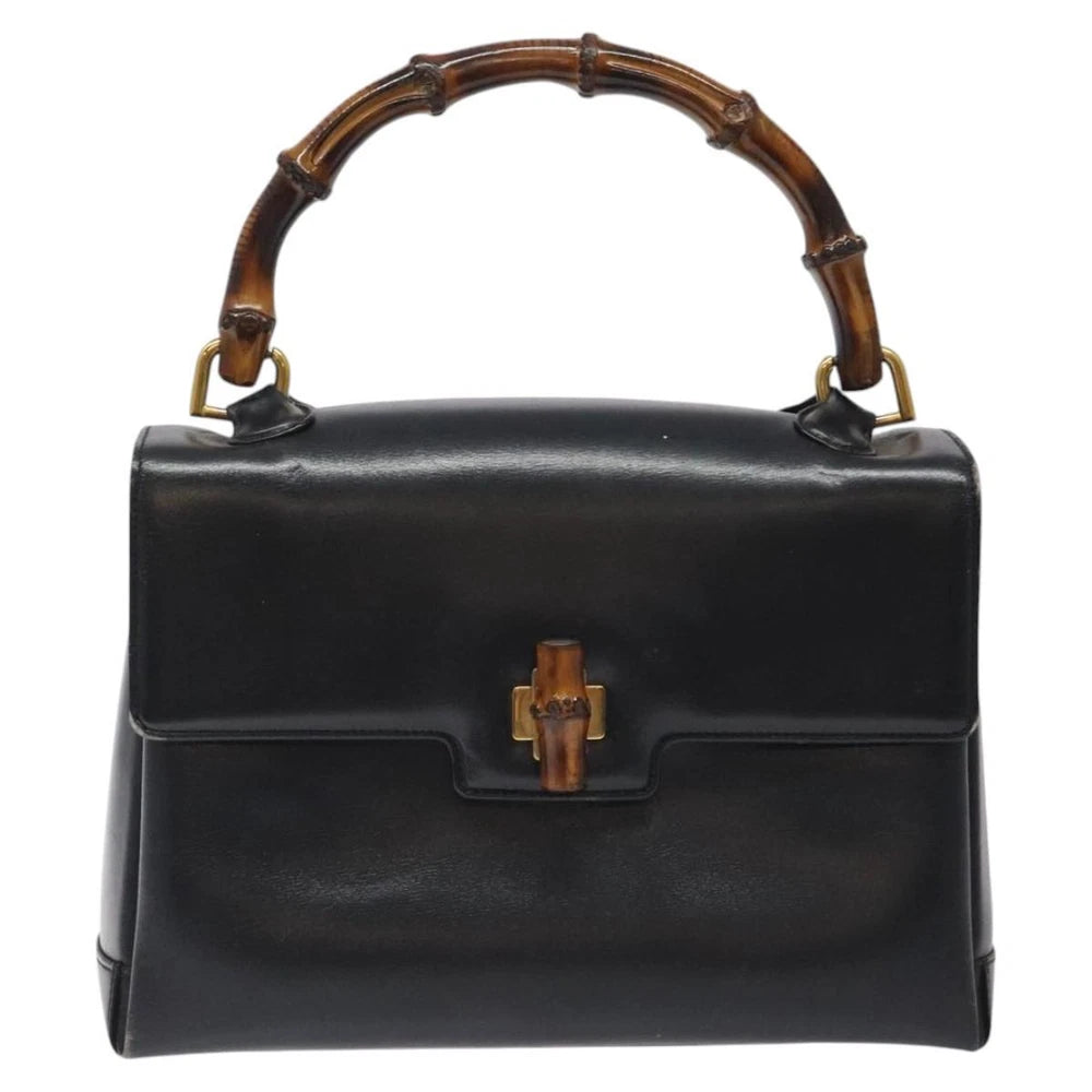 GUCCI BAMBOO BAG BLACK LEATHER