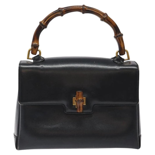 GUCCI BAMBOO BAG BLACK LEATHER