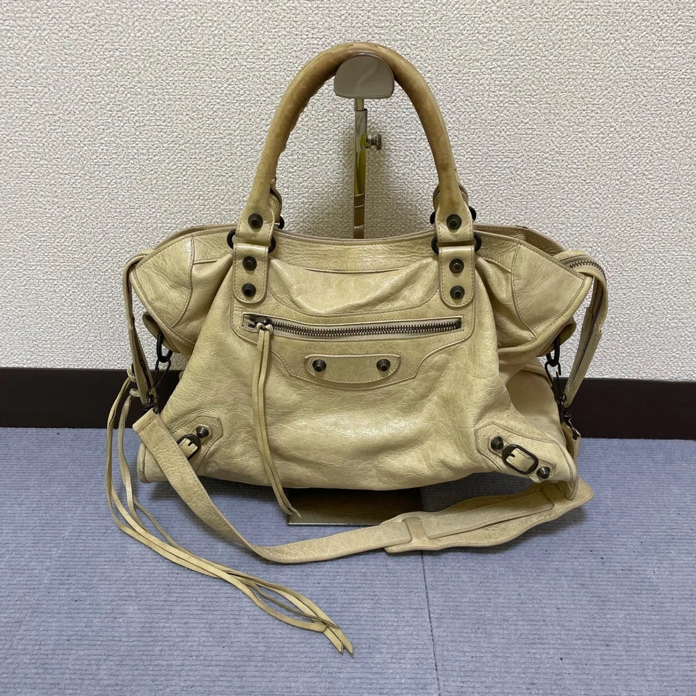 Vintage Balenciaga City Bag - Beige Leather