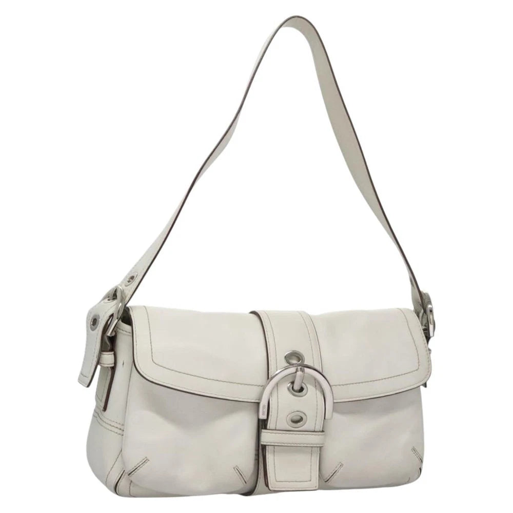 COACH SHOULDER BAG WHITE LEATHER
