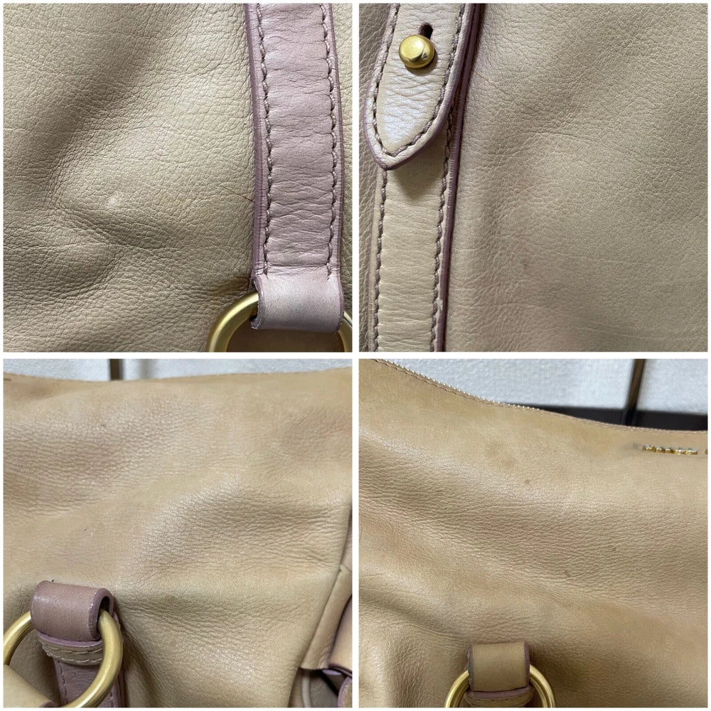 Vintage Miu Miu Bow Bag - Beige Leather