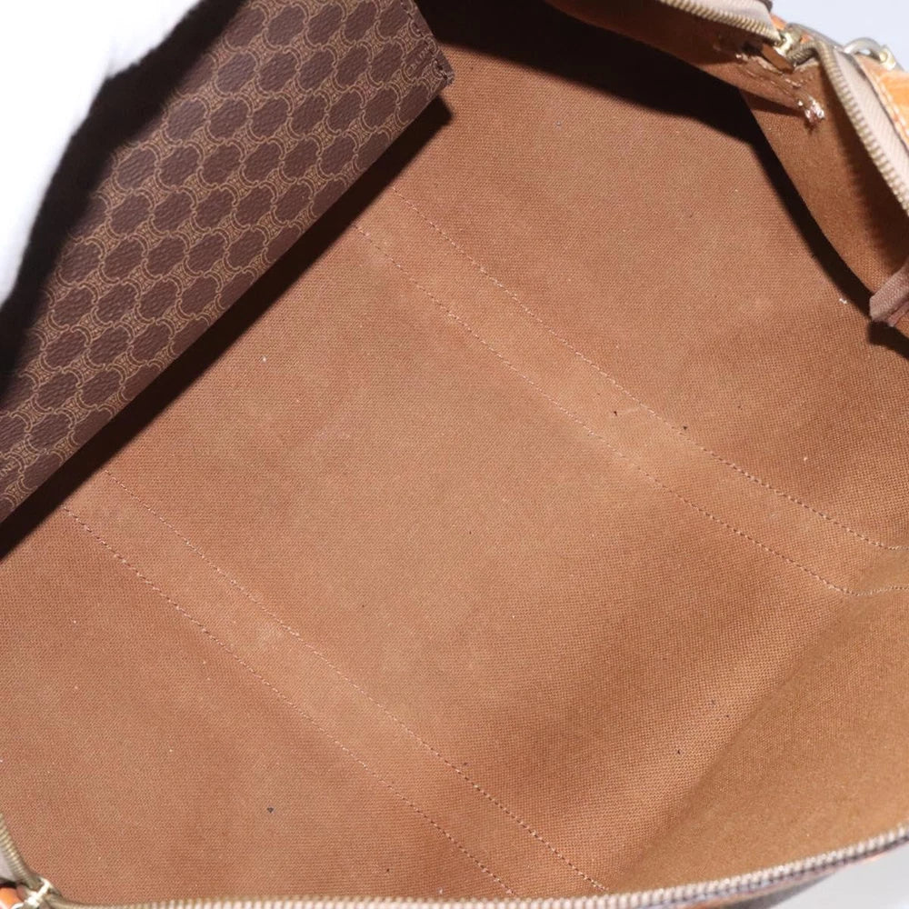 CELINE BOSTON BAG MACADAM CANVAS BROWN