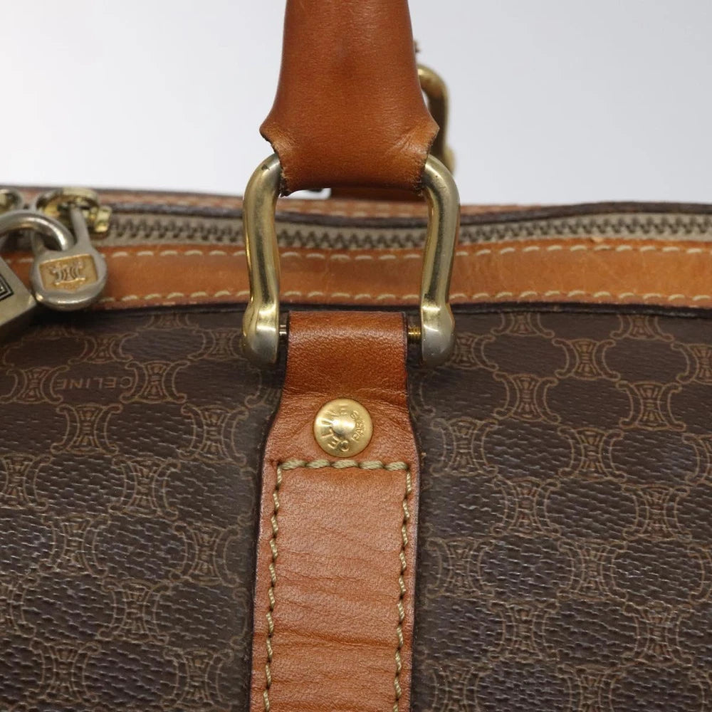CELINE BOSTON BAG MACADAM CANVAS BROWN