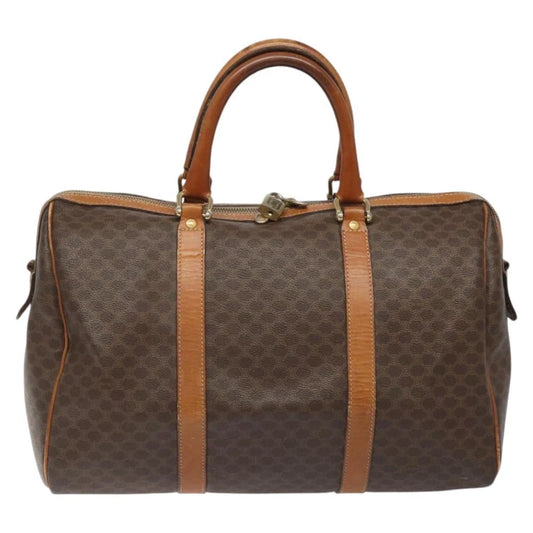 CELINE BOSTON BAG MACADAM CANVAS BROWN