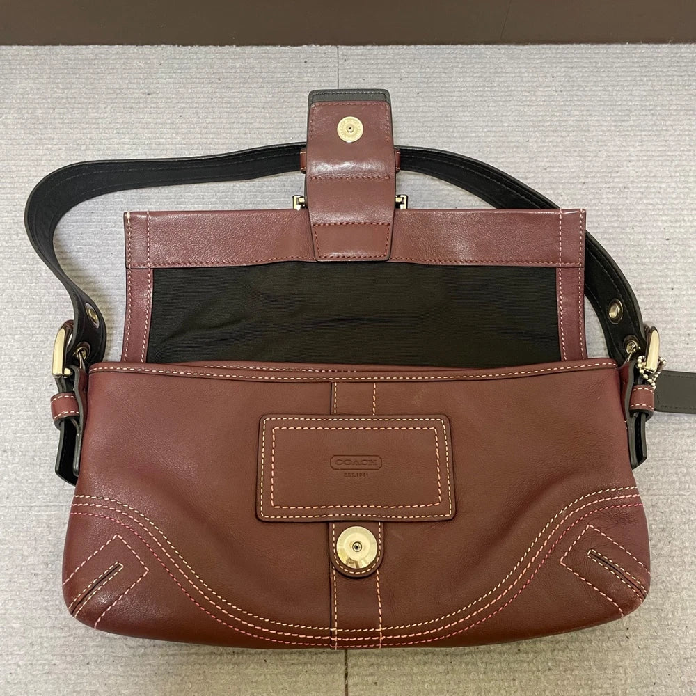 Vintage Coach Veske- Burgunder Leather　