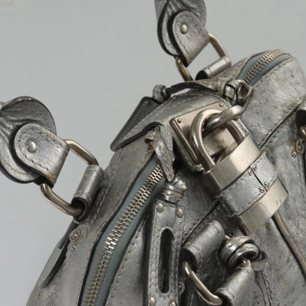 CHLOE PADDINGTON BAG SILVER LEATHER