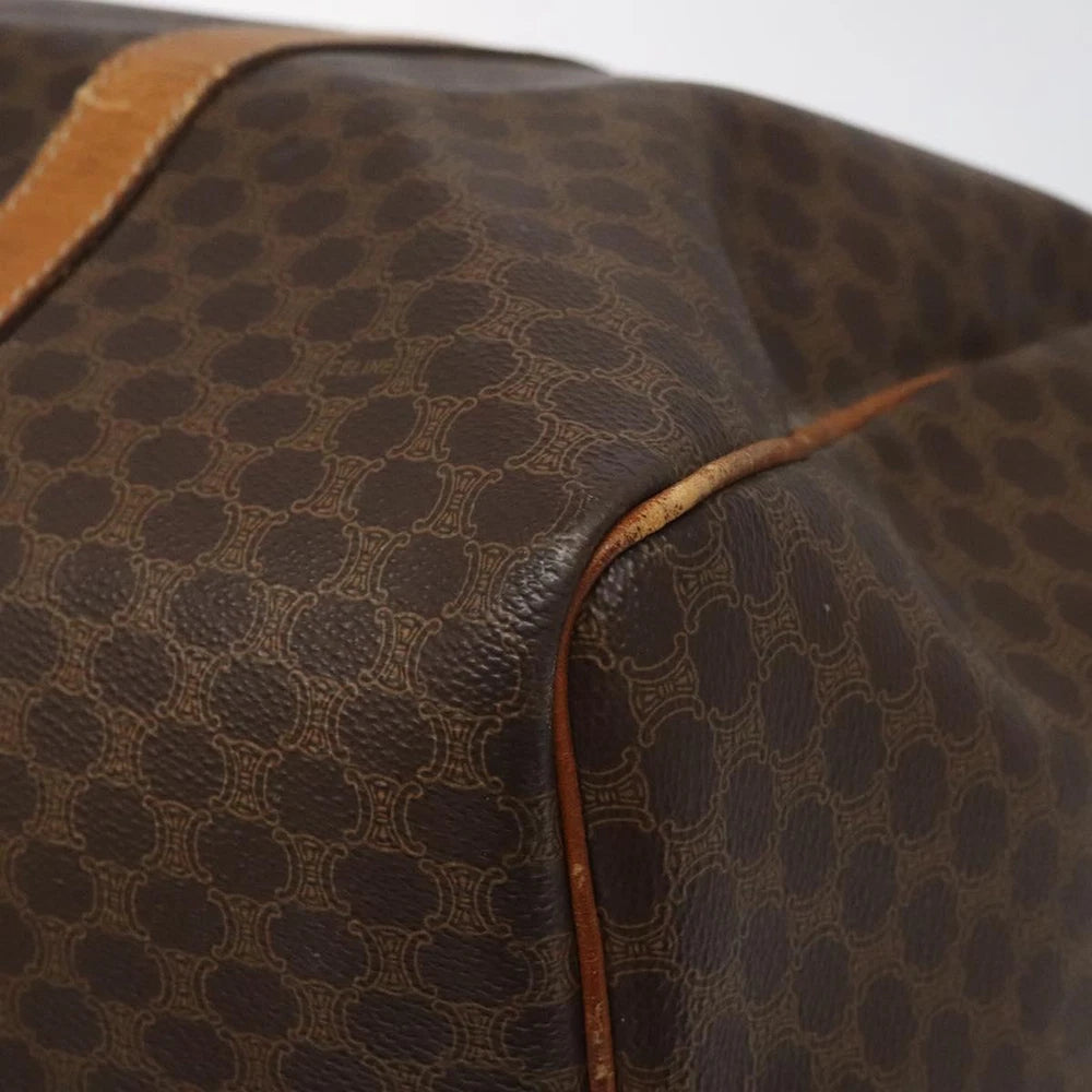 CELINE BOSTON BAG MACADAM CANVAS BROWN