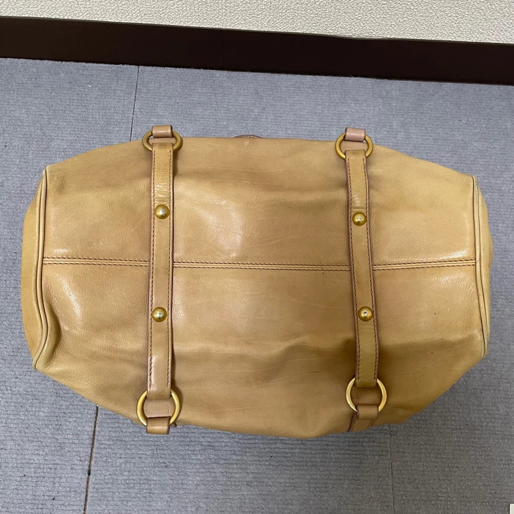 Vintage Miu Miu Bow Bag - Beige Leather