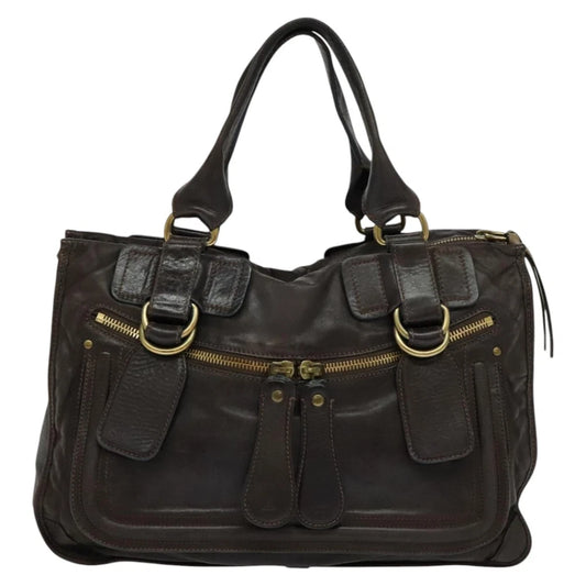 CHLOE BAY BAG DARK BROWN LEATHER