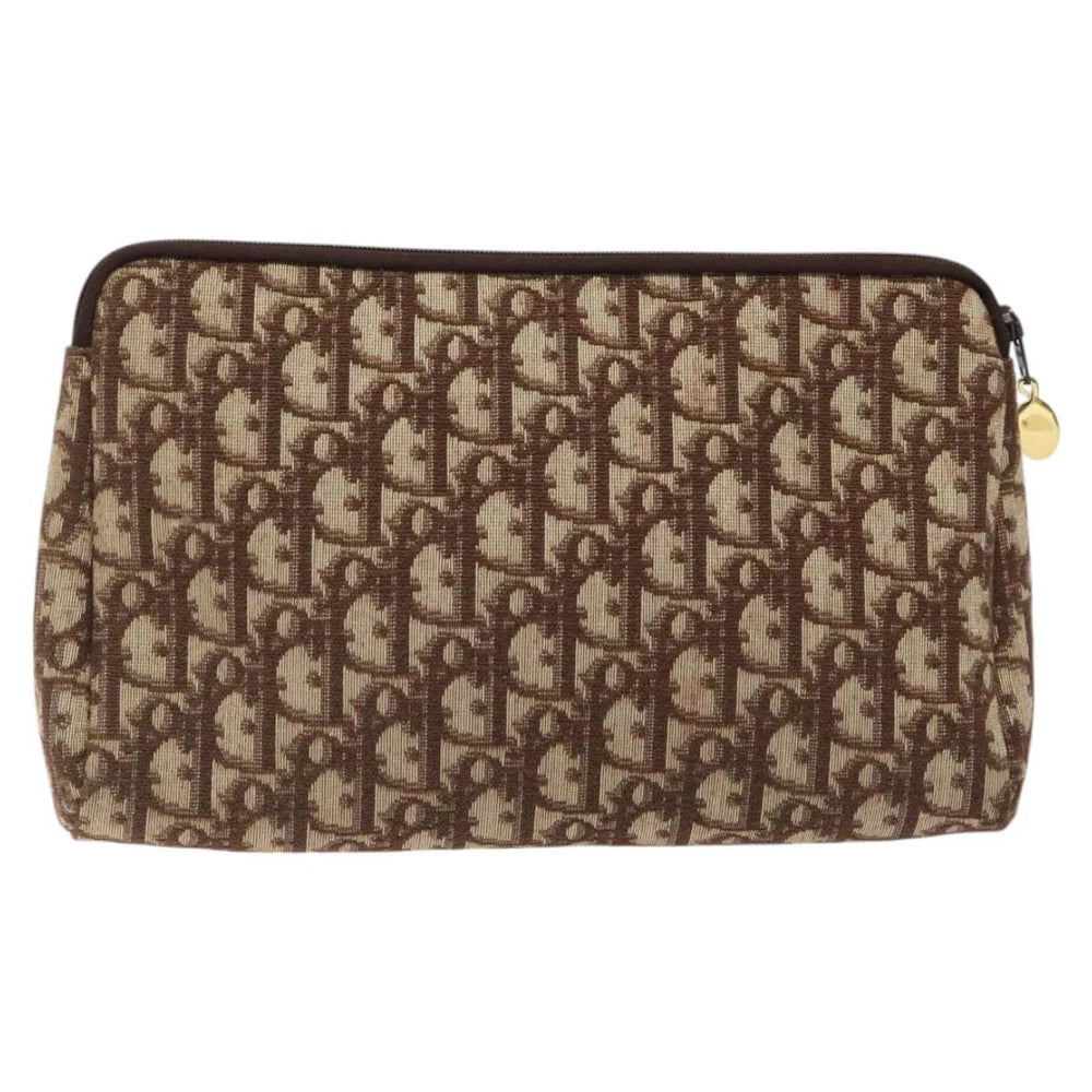 CHRISTIAN DIOR CLUTCH BROWN TROTTER CANVAS