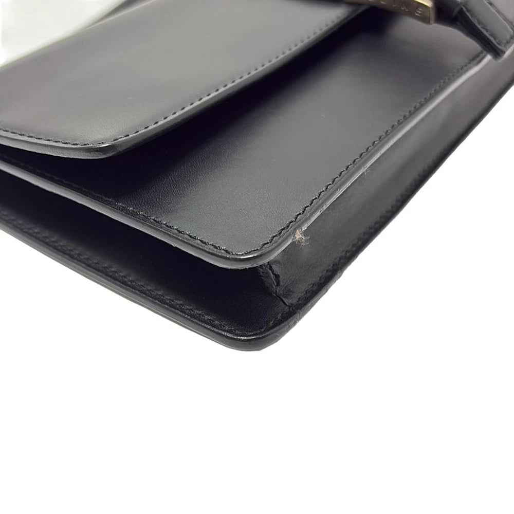 CELINE BLACK LEATHER SHOULDER BAG