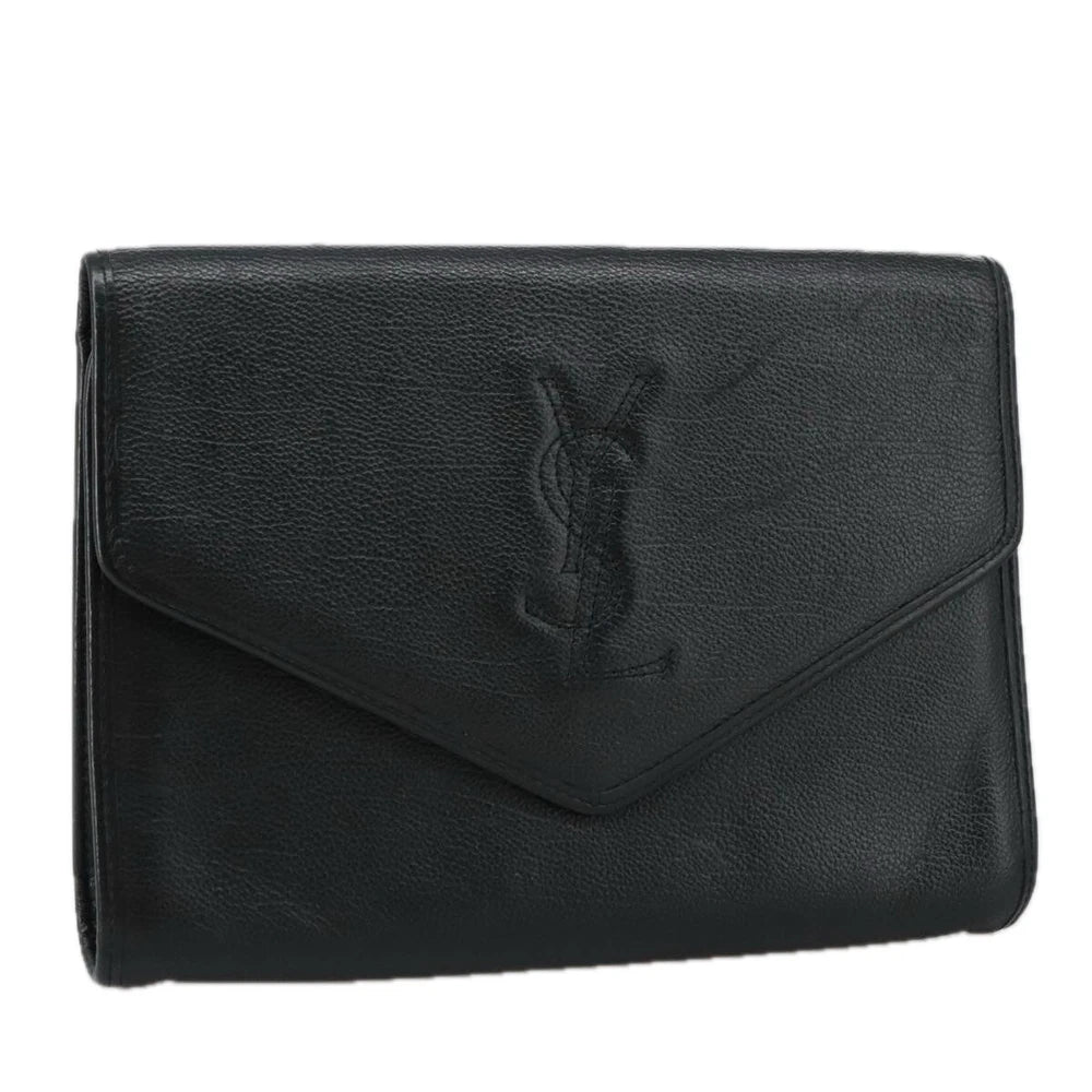 SAINT LAURENT CLUTCH BLACK LEATHER