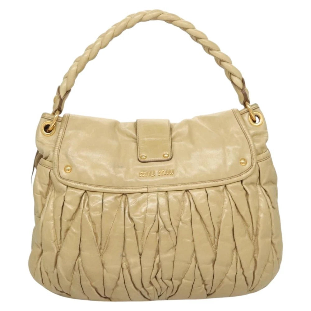 Miu Miu Matelasse Bag - Beige Leather