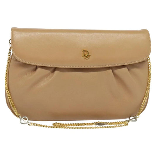 Christian Dior Chain Shoulder Bag - Beige Leather
