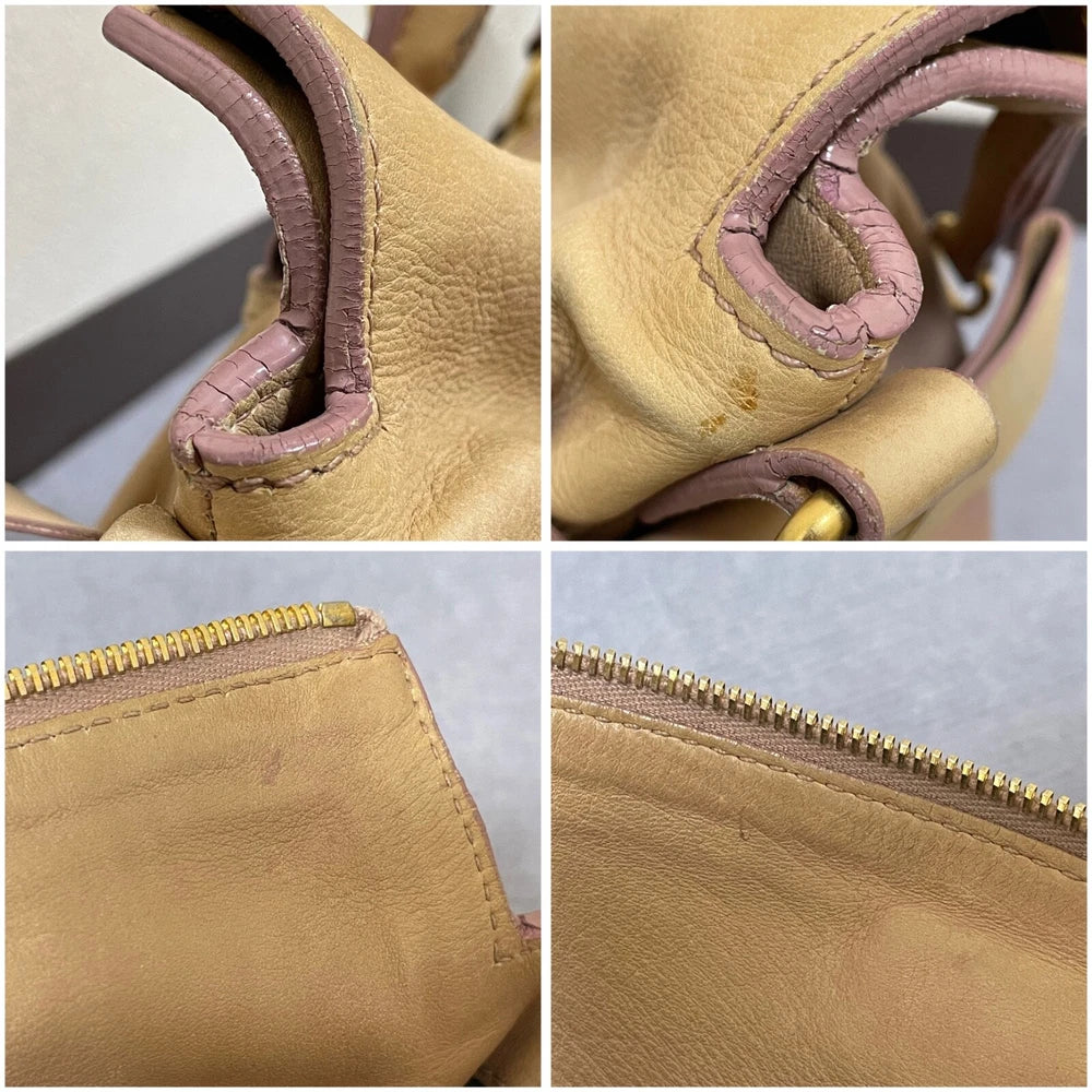 Vintage Miu Miu Bow Bag - Beige Leather