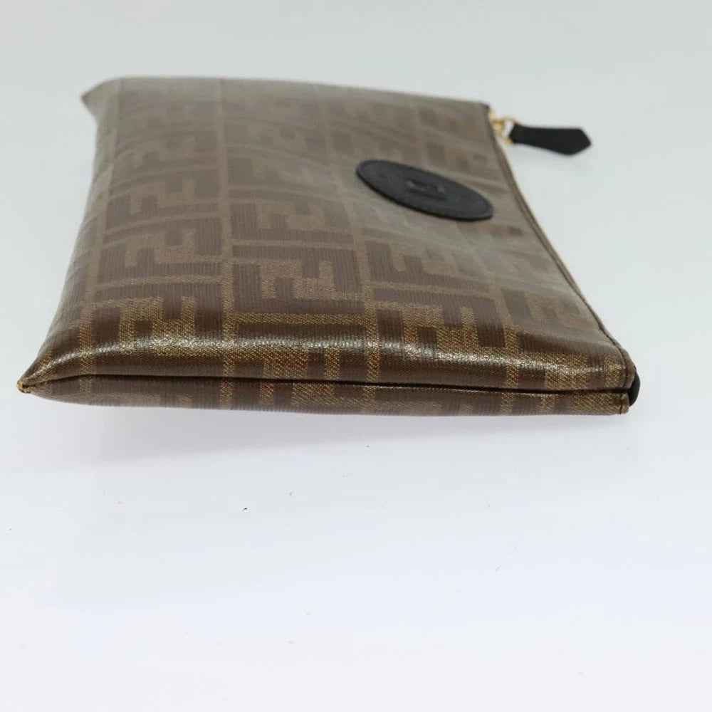VINTAGE FENDI CLUTCH ZUCCA CANVAS BROWN