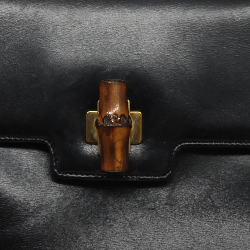 GUCCI BAMBOO BAG BLACK LEATHER