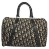 Vintage navy Dior Boston Bag made of Trotter Canvas, size 30 with black leather straps, produced in France