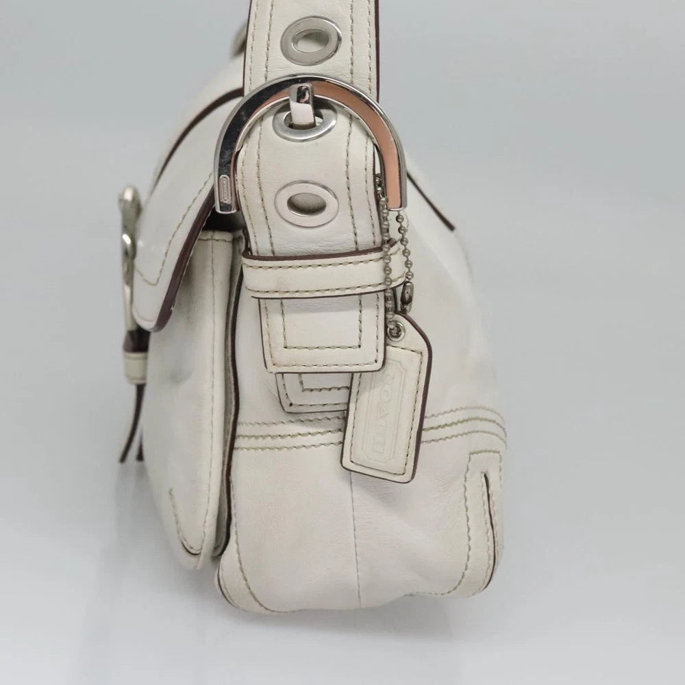 COACH SHOULDER BAG WHITE LEATHER