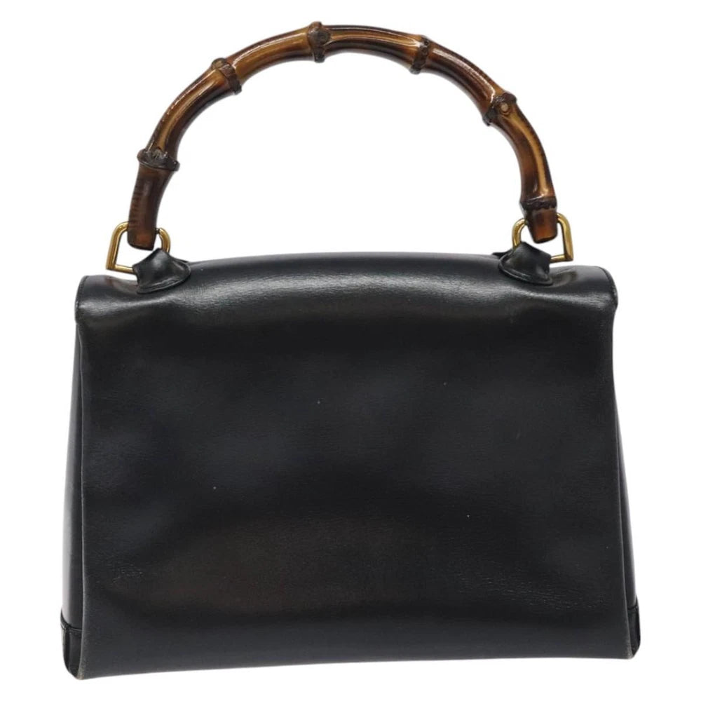 GUCCI BAMBOO BAG BLACK LEATHER