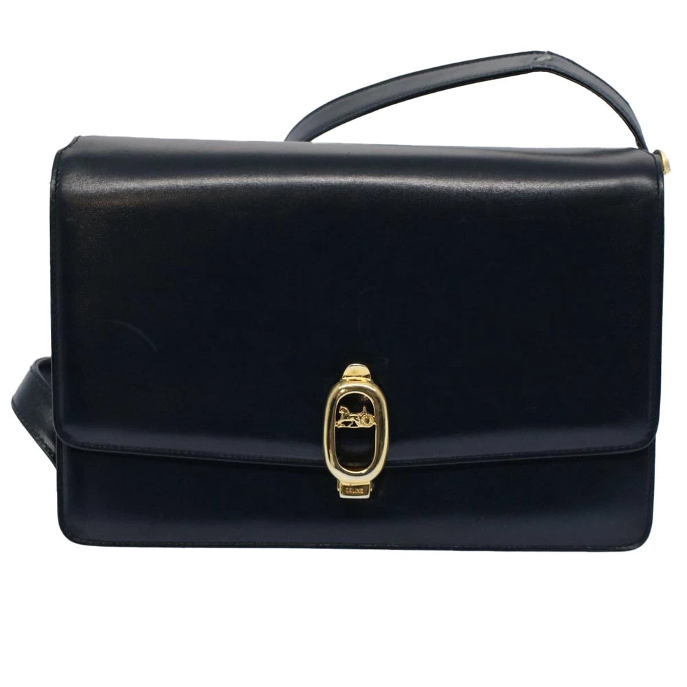 CELINE SHOULDER BAG NAVY LEATHER