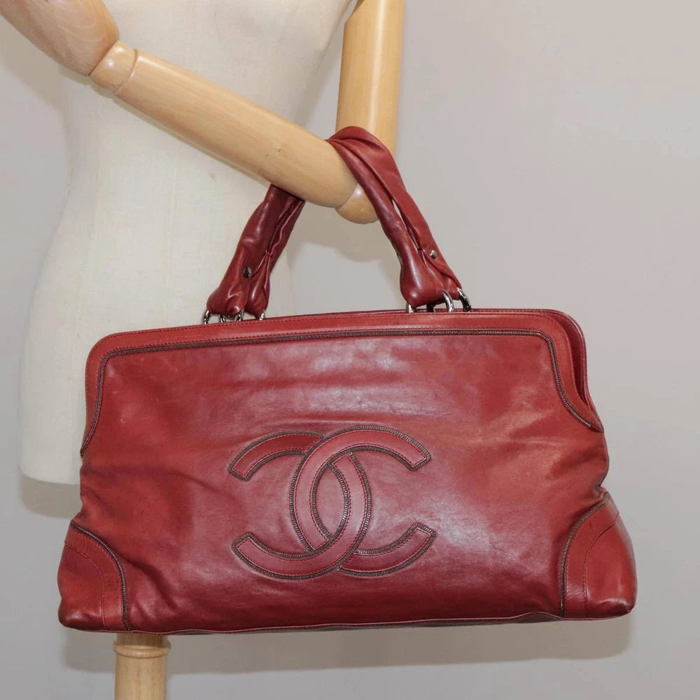VINTAGE CHANEL COCO MARK BAG RED LEATHER