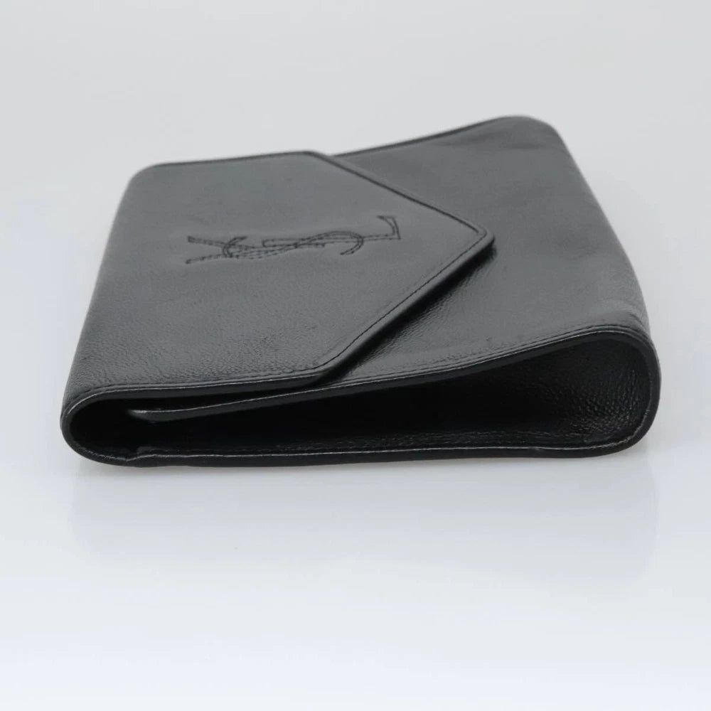 SAINT LAURENT CLUTCH BLACK LEATHER