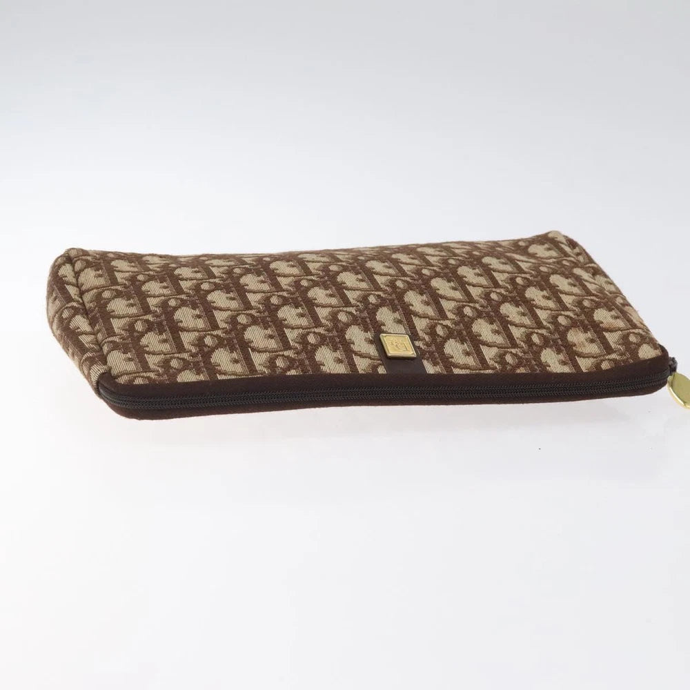 CHRISTIAN DIOR CLUTCH BROWN TROTTER CANVAS