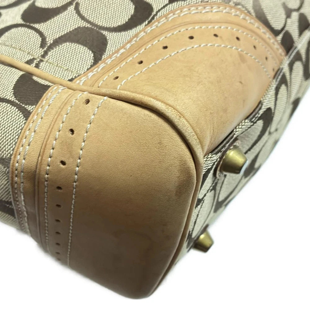 Vintage Coach Signature Bag - Khaki And Light Brown