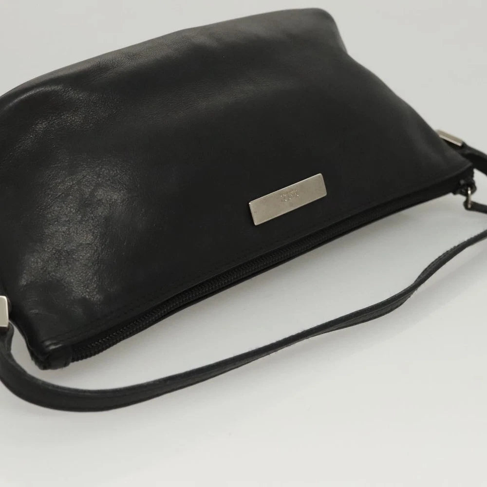 GUCCI SHOULDER BAG BLACK LEATHER