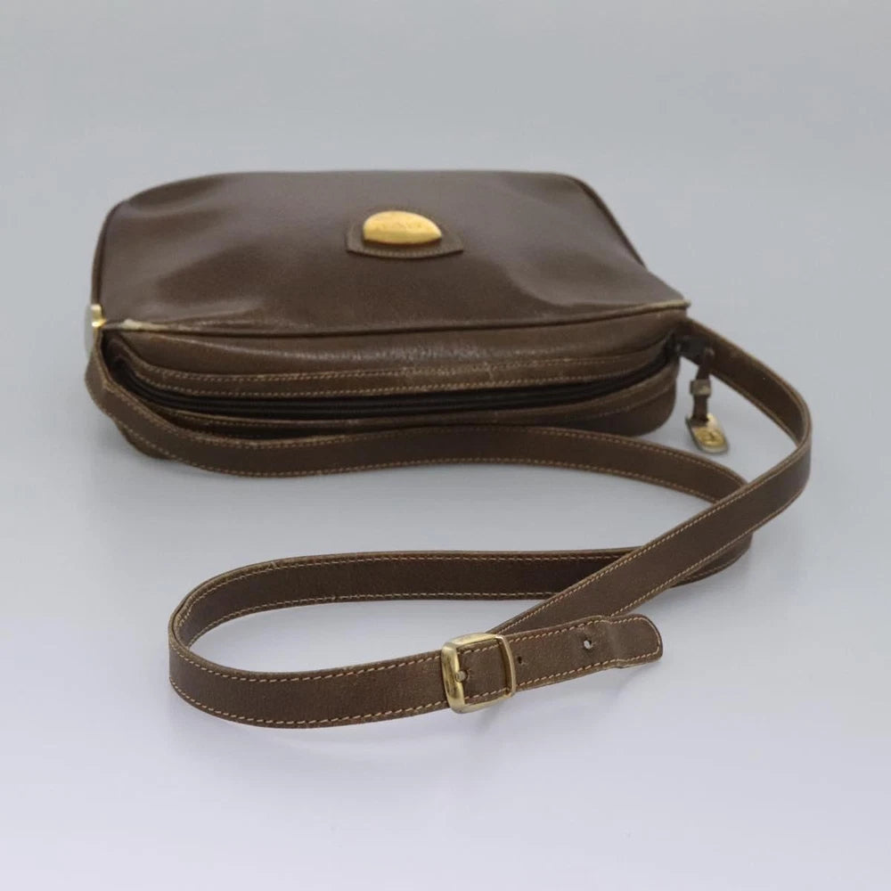 VINTAGE GUCCI SHOULDER BAG BROWN LEATHER