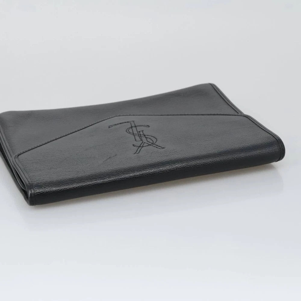 SAINT LAURENT CLUTCH BLACK LEATHER