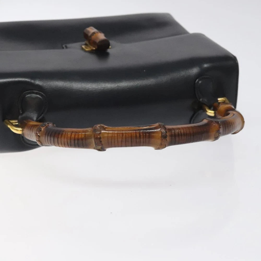 GUCCI BAMBOO BAG BLACK LEATHER