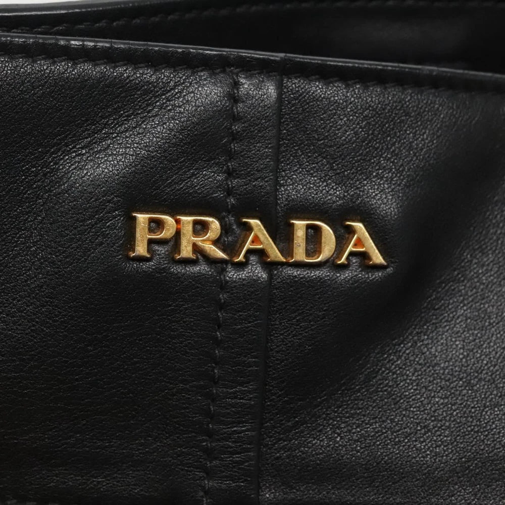 PRADA TOTE BAG BLACK LEATHER