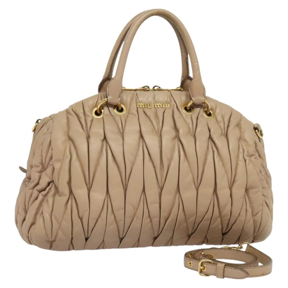Miu Miu Matelasse Bag - Beige Leather