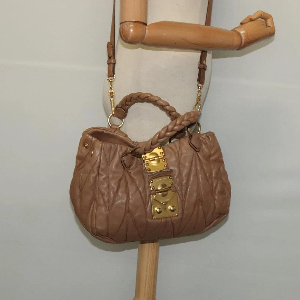 MIU MIU BAG BROWN MATELASSE LEATHER