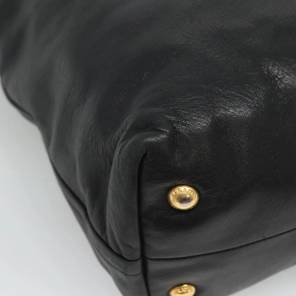 PRADA TOTE BAG BLACK LEATHER
