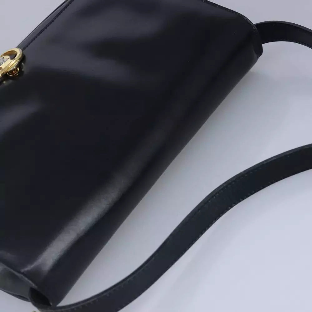 CELINE BLACK LEATHER SHOULDER BAG