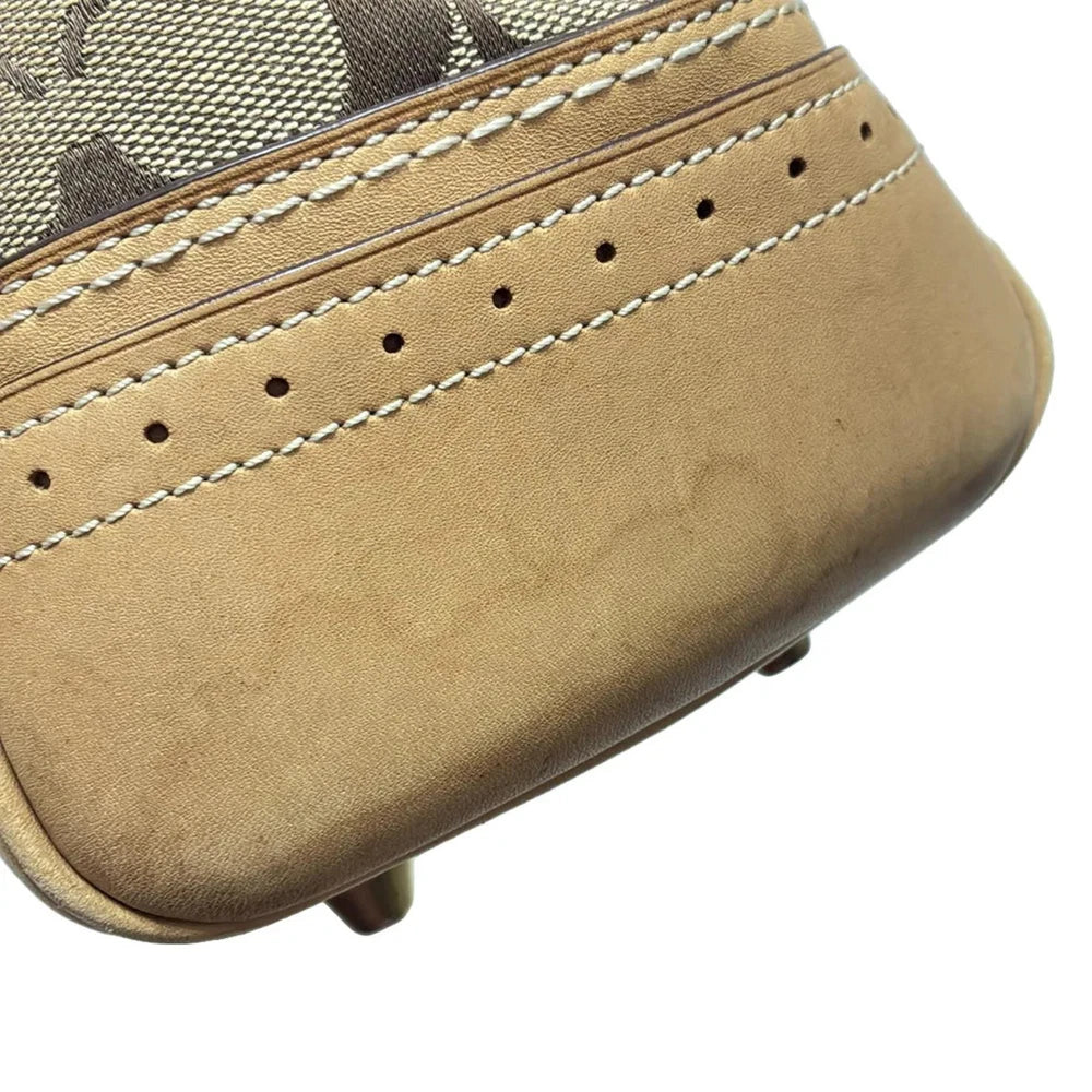 Vintage Coach Signature Bag - Khaki And Light Brown