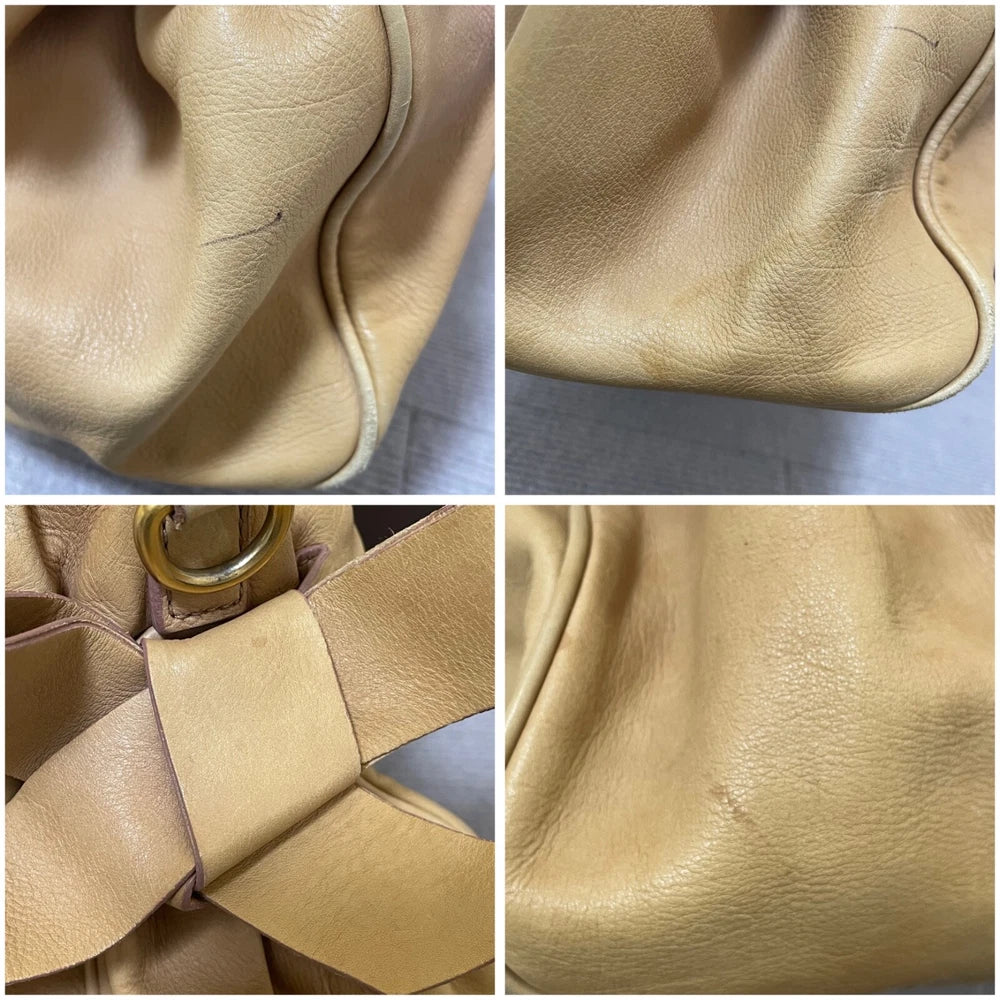 Vintage Miu Miu Bow Bag - Beige Leather