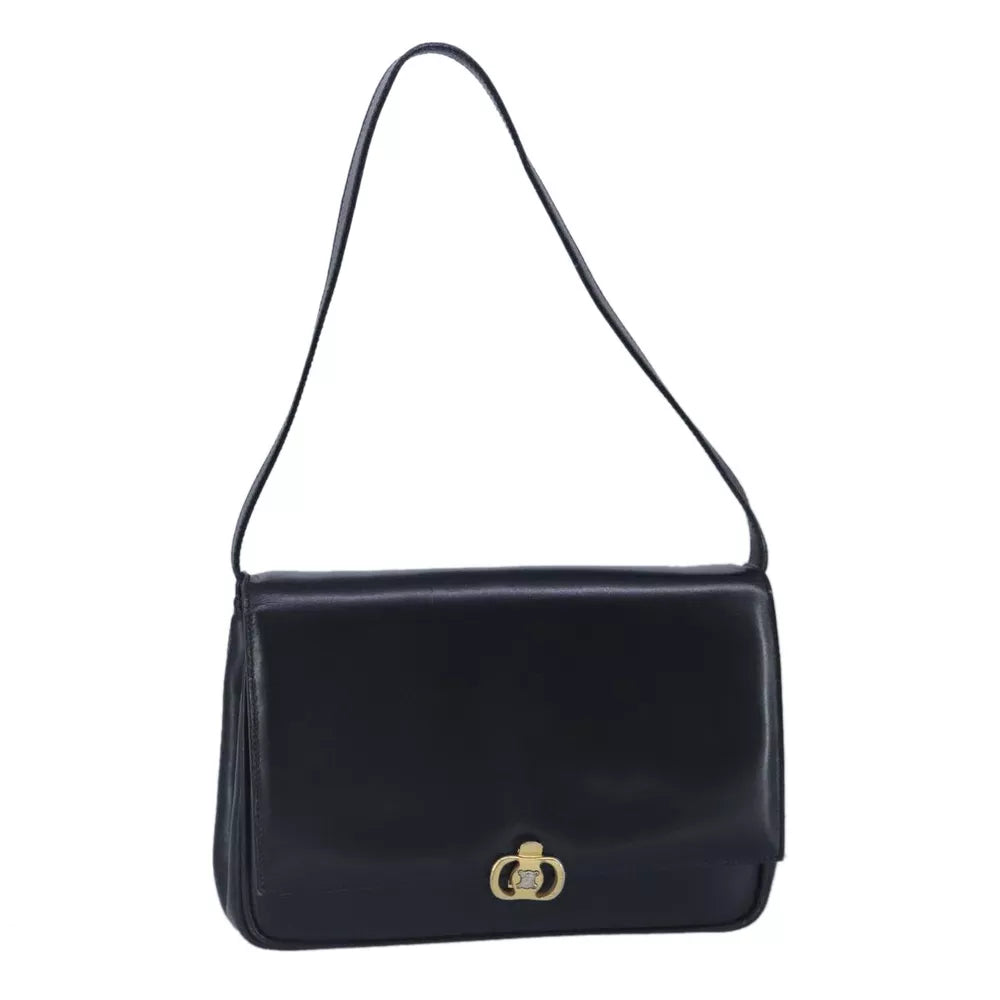 CELINE BLACK LEATHER SHOULDER BAG