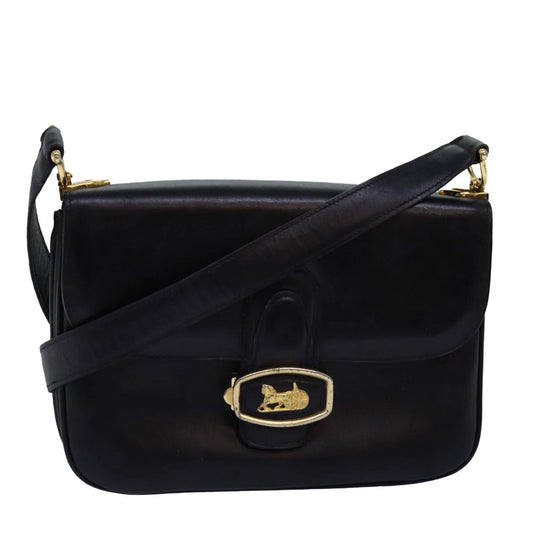 VINTAGE CELINE HORSE CARRIAGE BAG BLACK LEATHER