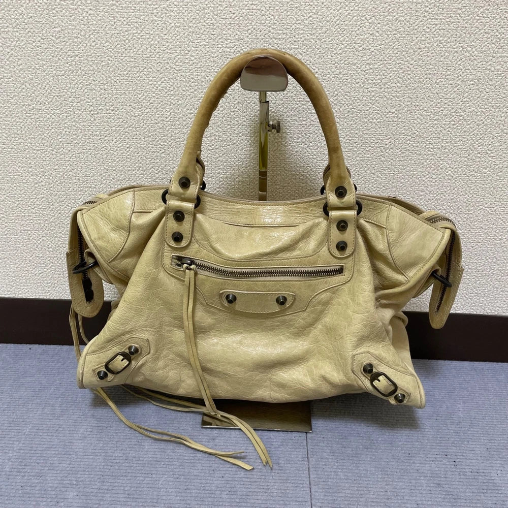 Vintage Balenciaga City Bag - Beige Leather