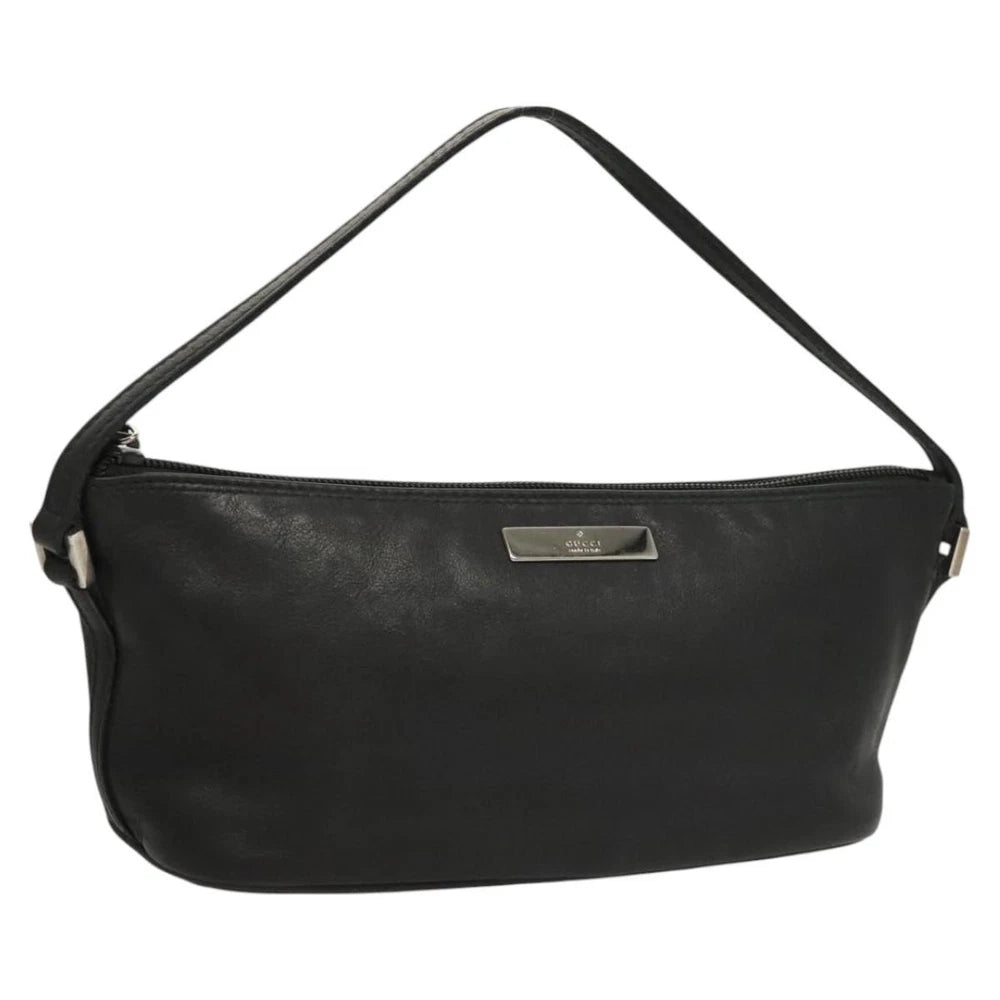 GUCCI SHOULDER BAG BLACK LEATHER