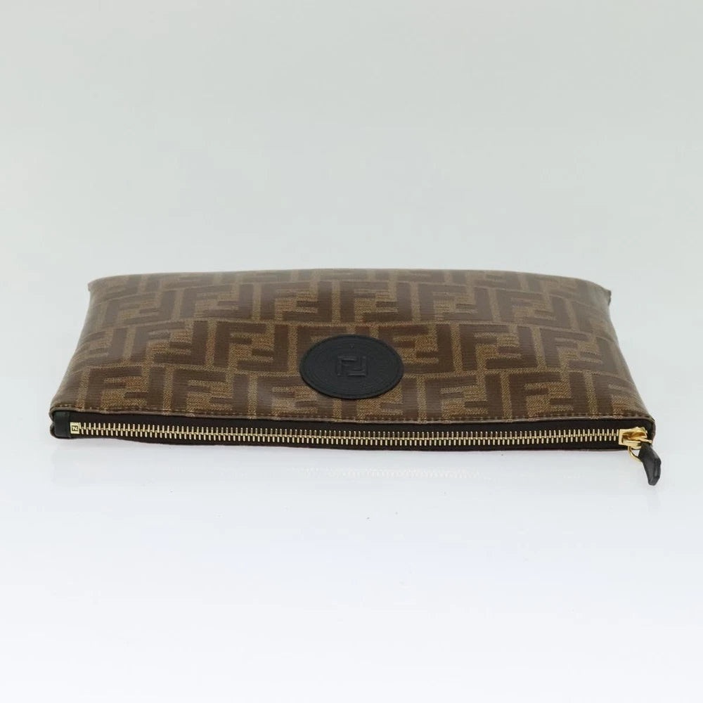 VINTAGE FENDI CLUTCH ZUCCA CANVAS BROWN