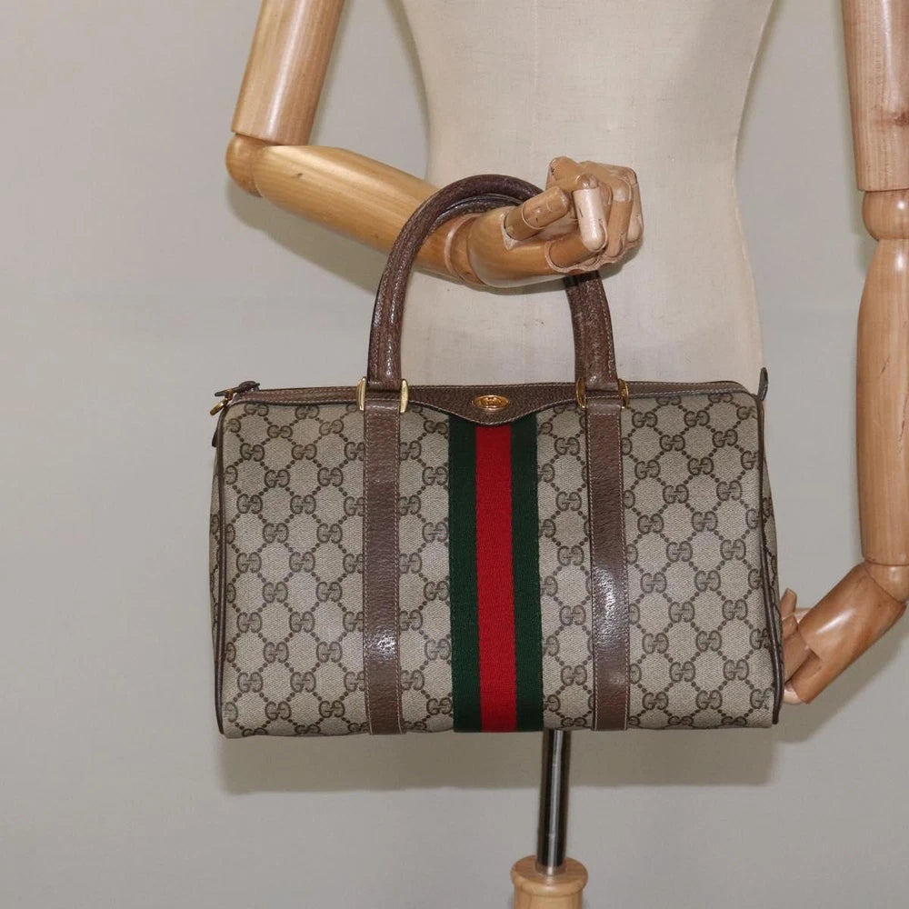 GUCCI BOSTON BAG GG SUPREME WEB SHERRY LINE